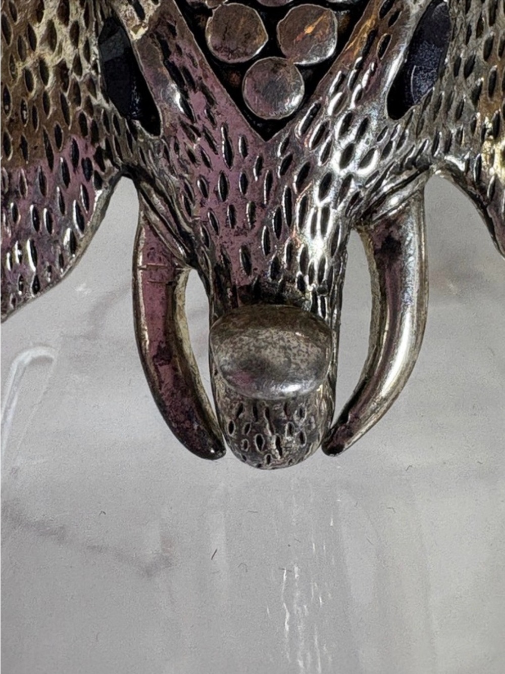 BROOCH: Sterling Silver w/Onyx Eyes Elephant Head, EUC - Picture 7 of 7